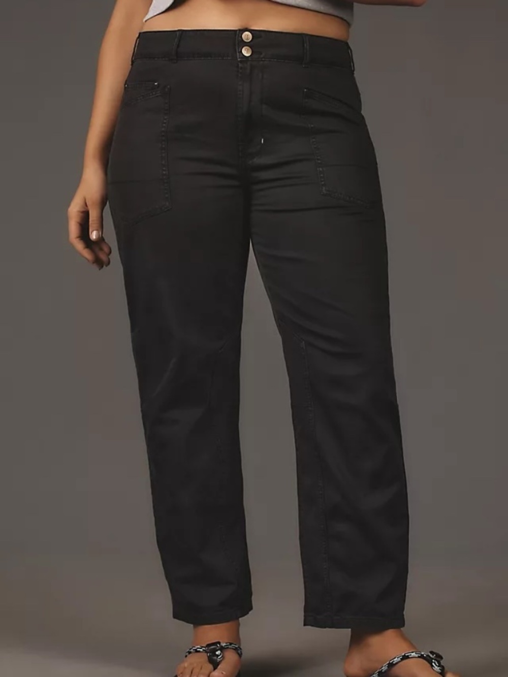 Anthropologie Black Wanderer Mid-Rise Relaxed-Leg Pants
